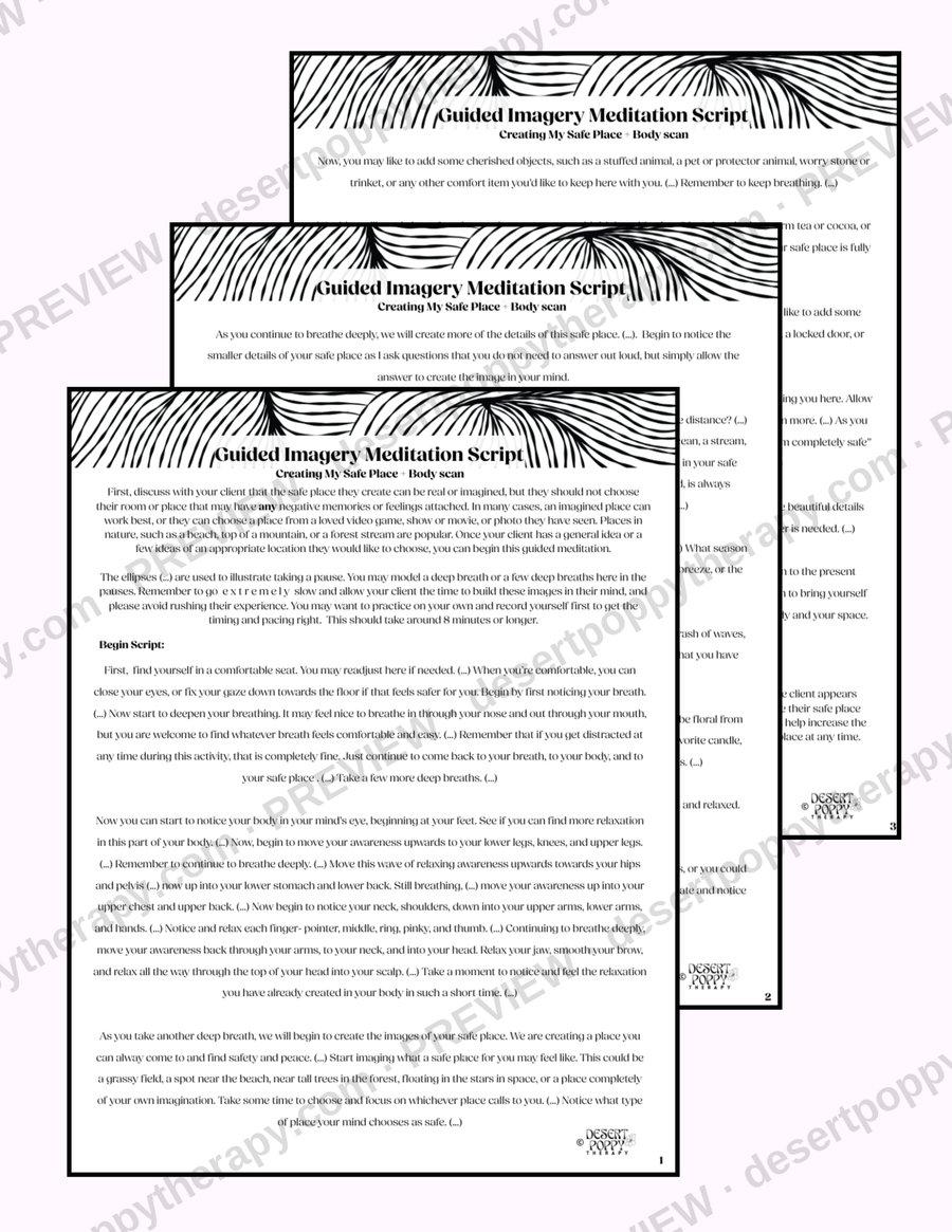 Guided Imagery Script: Creating My Safe Place worksheet preview